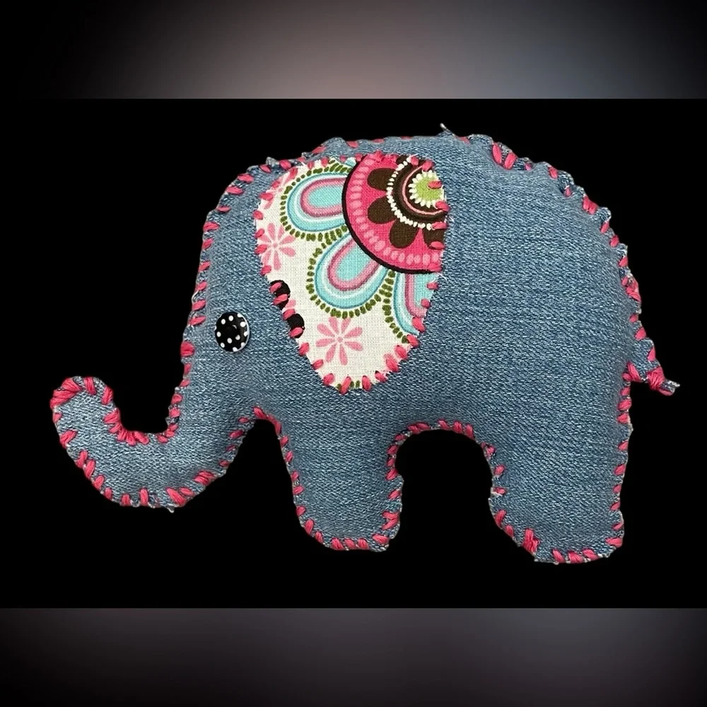 Handcrafted Denim Elephant Plush